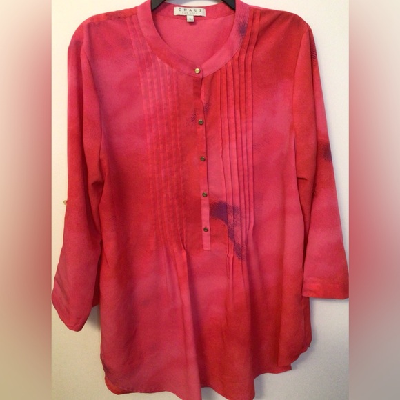 Chaus Tops - Chaus pink blue tunic blouse size XL
